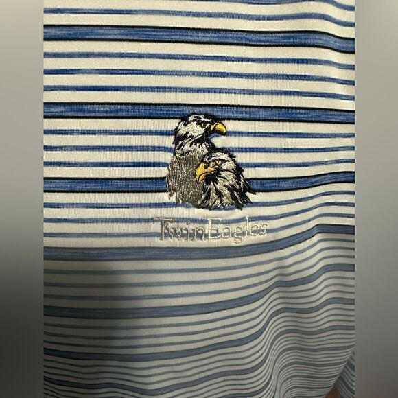 FootJoy Mens XL Twin Eagles Striped Short Sleeve Polo - Picture 2 of 8